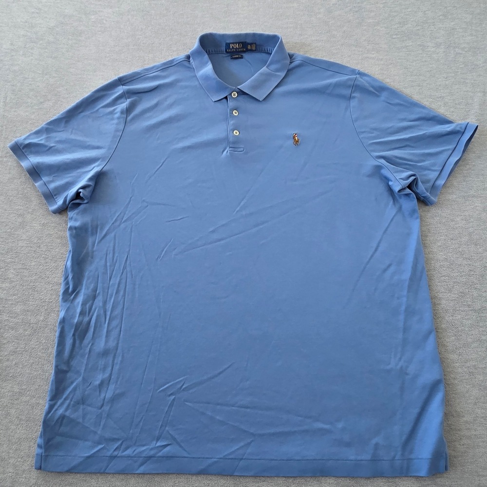 Polo Ralph Lauren Mens XXL Classic Fit Blue Short Sleeve Cotton Polo Shirt - Picture 2 of 8